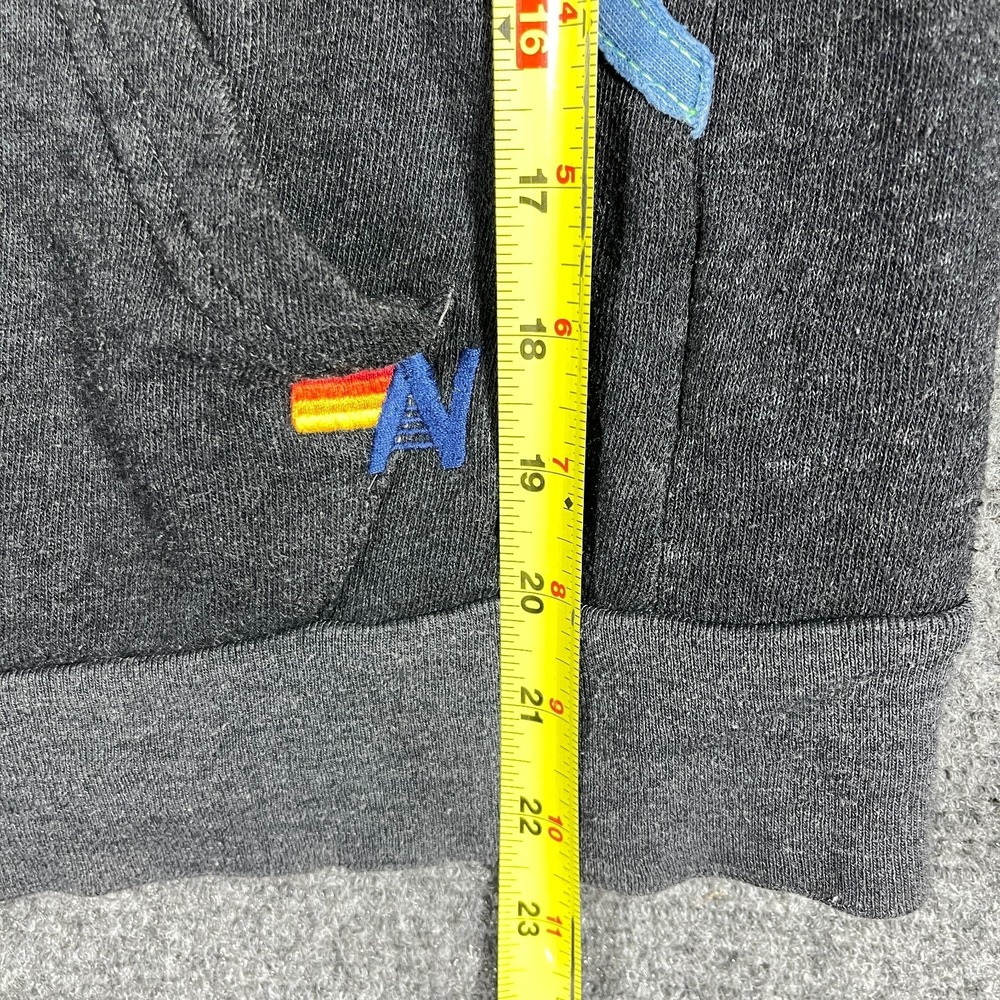 Aviator Nation Stripe Zip Up Pray for Snow Hooded Jacket Dark Gray Size XS #2858 - Picture 6 of 11
